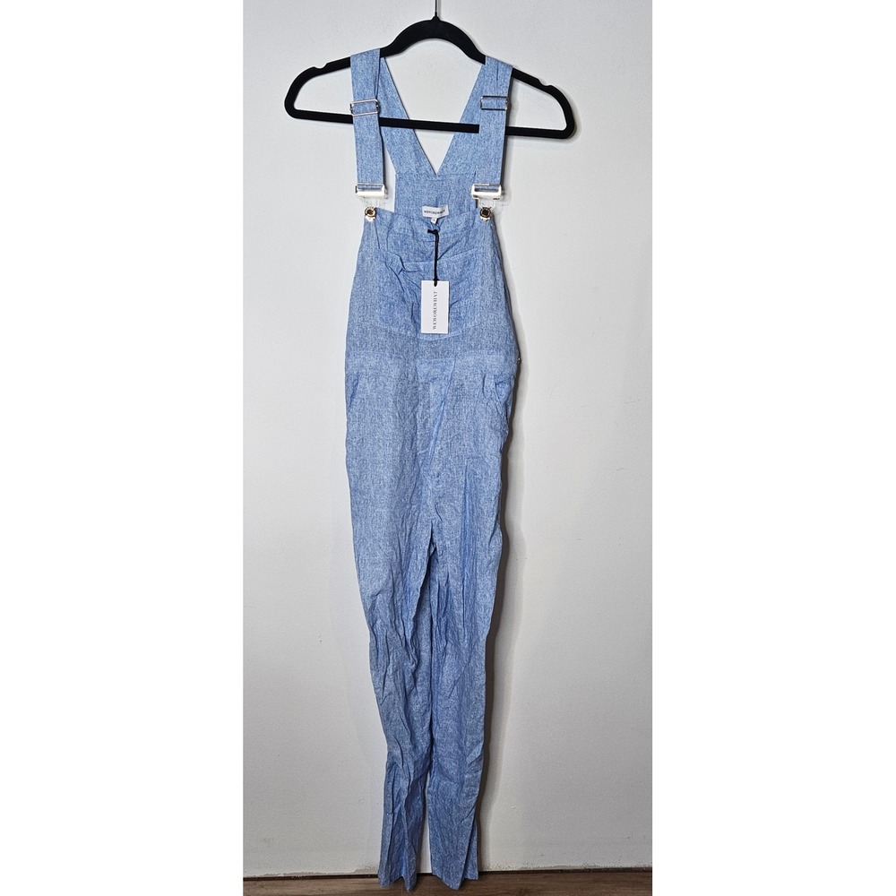 WeWoreWhat Denim Overalls Jumpsuit Light Wash Pockets Casual Blue‎ Small NEW